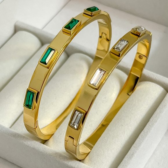 Bangles with Gemstones Bangle Bracelets for Women Gold Bangles Unique Bangles - Picture 5 of 9